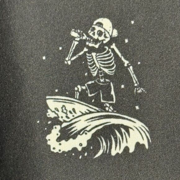 MOLOKAI SURF CO Men's 2XL Black Surfing Skelton Short Sleeve Button Up Shirt - Picture 6 of 8